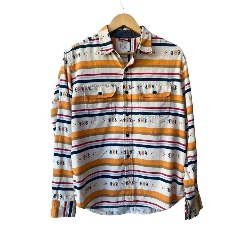 Koto Mens Cowboy Western Button‎ Down Shirt Size M Aztec Southwestern Rodeo